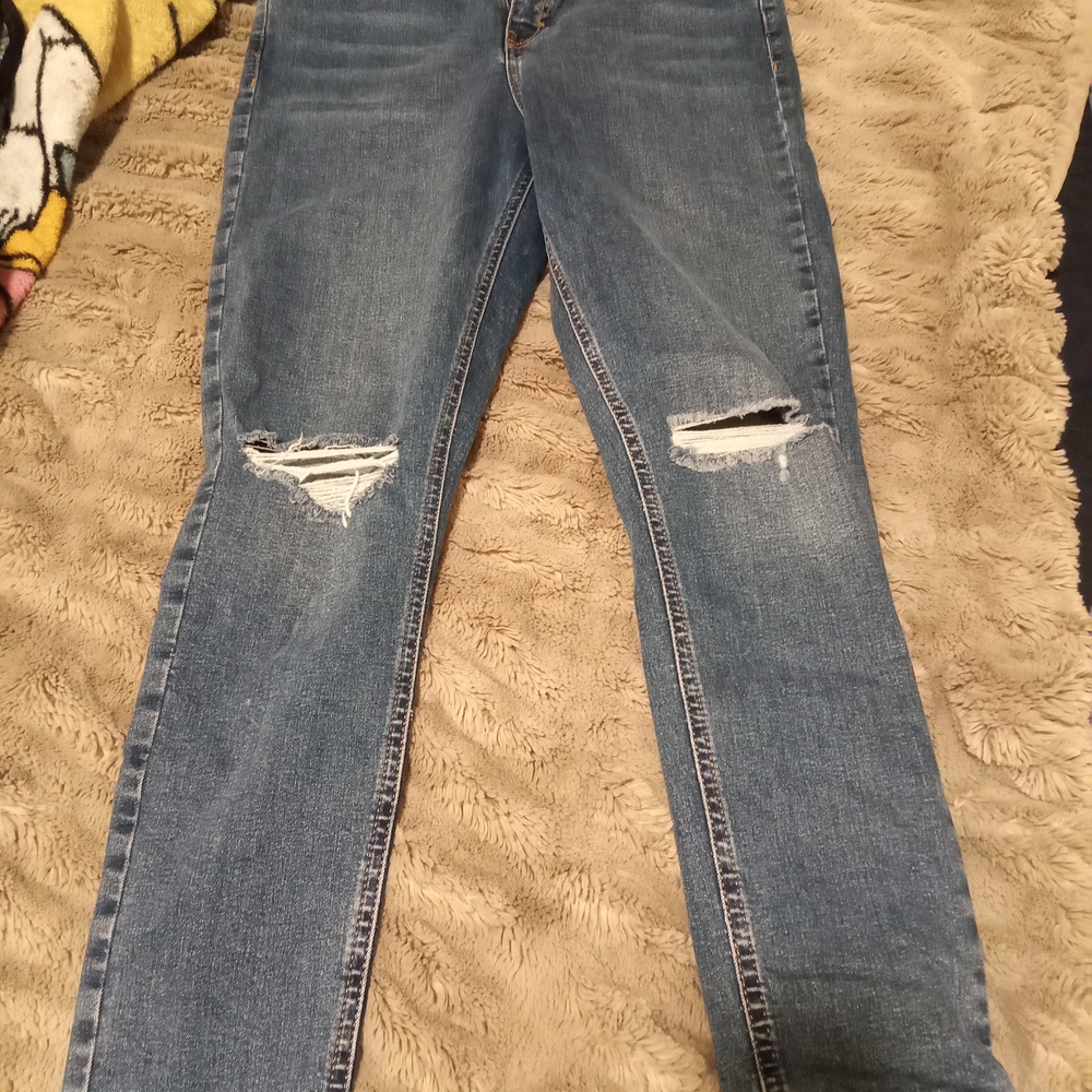 Topshop Blue Distressed Skinny Jeans